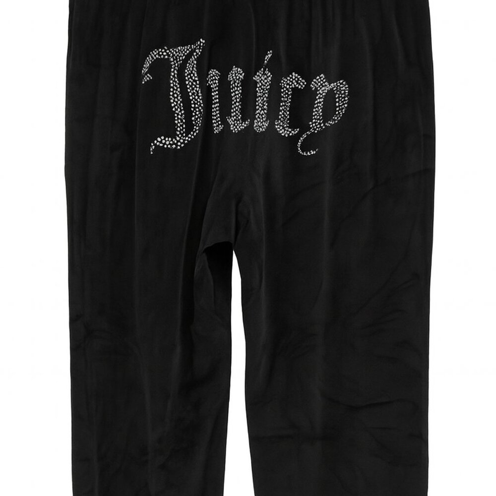 Juicy Couture Black Velour Track Pants – Rhinestone Logo – Size Small